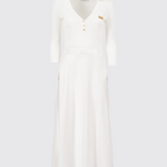 Abito in maglia a micro-trecce e raso AM13B61E2 360 ELISABETTA FRANCHI Avorio 