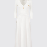Abito in maglia a micro-trecce e raso AM13B61E2 360 ELISABETTA FRANCHI Avorio 