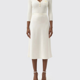 Abito in maglia a micro-trecce e raso AM13B61E2 360 ELISABETTA FRANCHI Avorio 