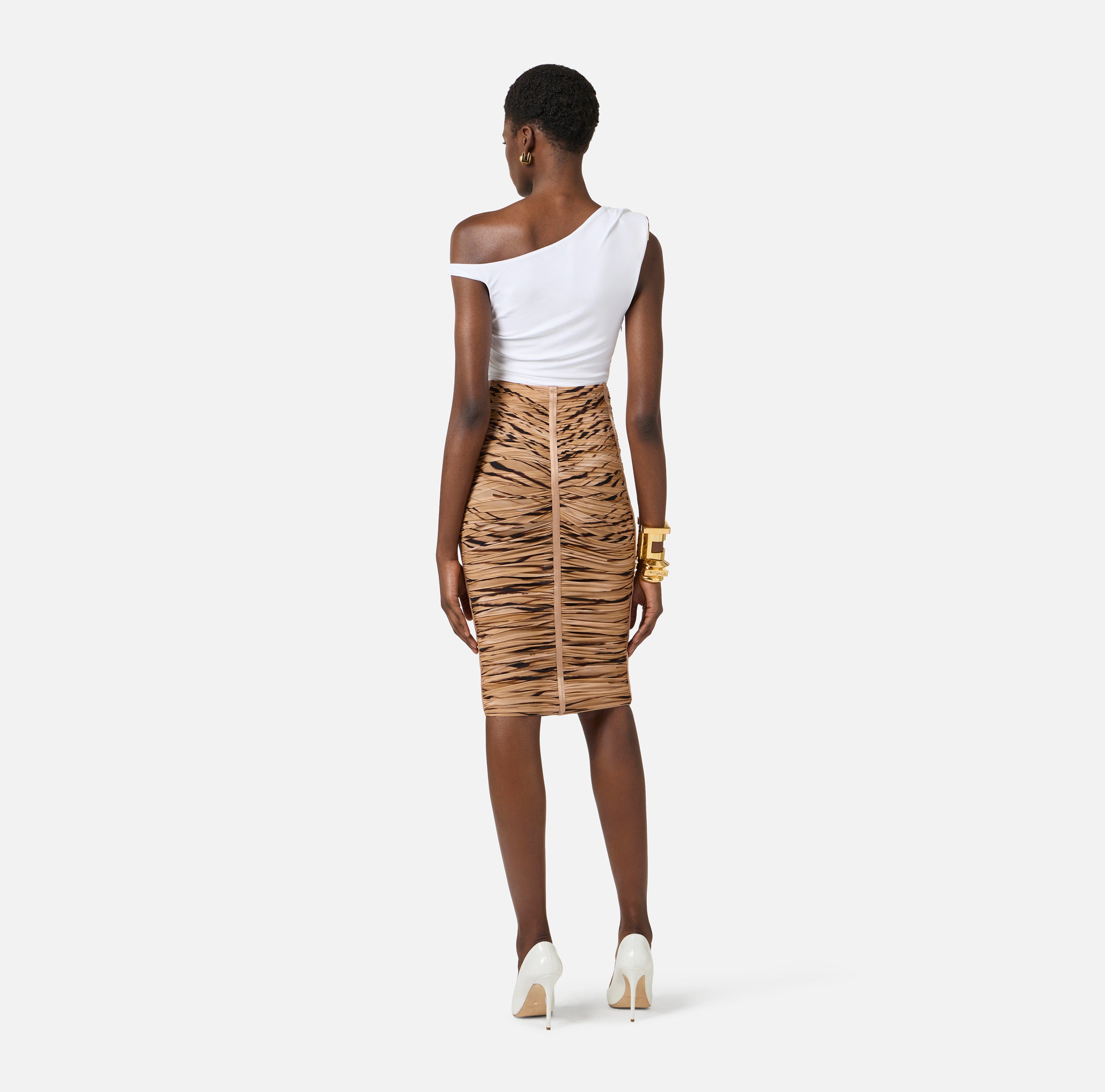 Body in jersey con spalla gioiello<BR/> BO01361E2 360 ELISABETTA FRANCHI Avorio 