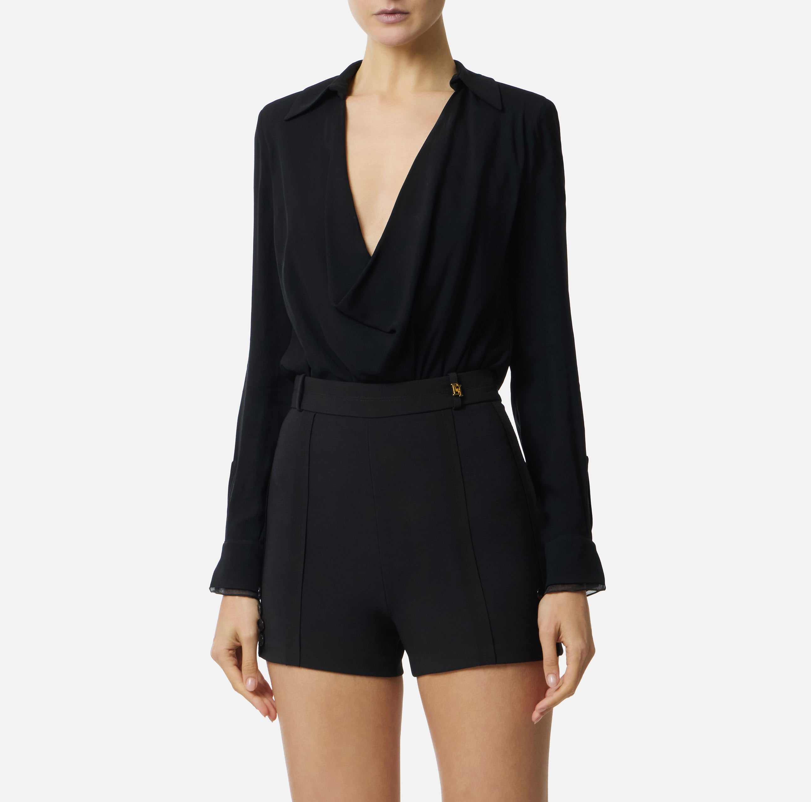 Body in georgette di viscosa CB00261E2 110 ELISABETTA FRANCHI Nero 