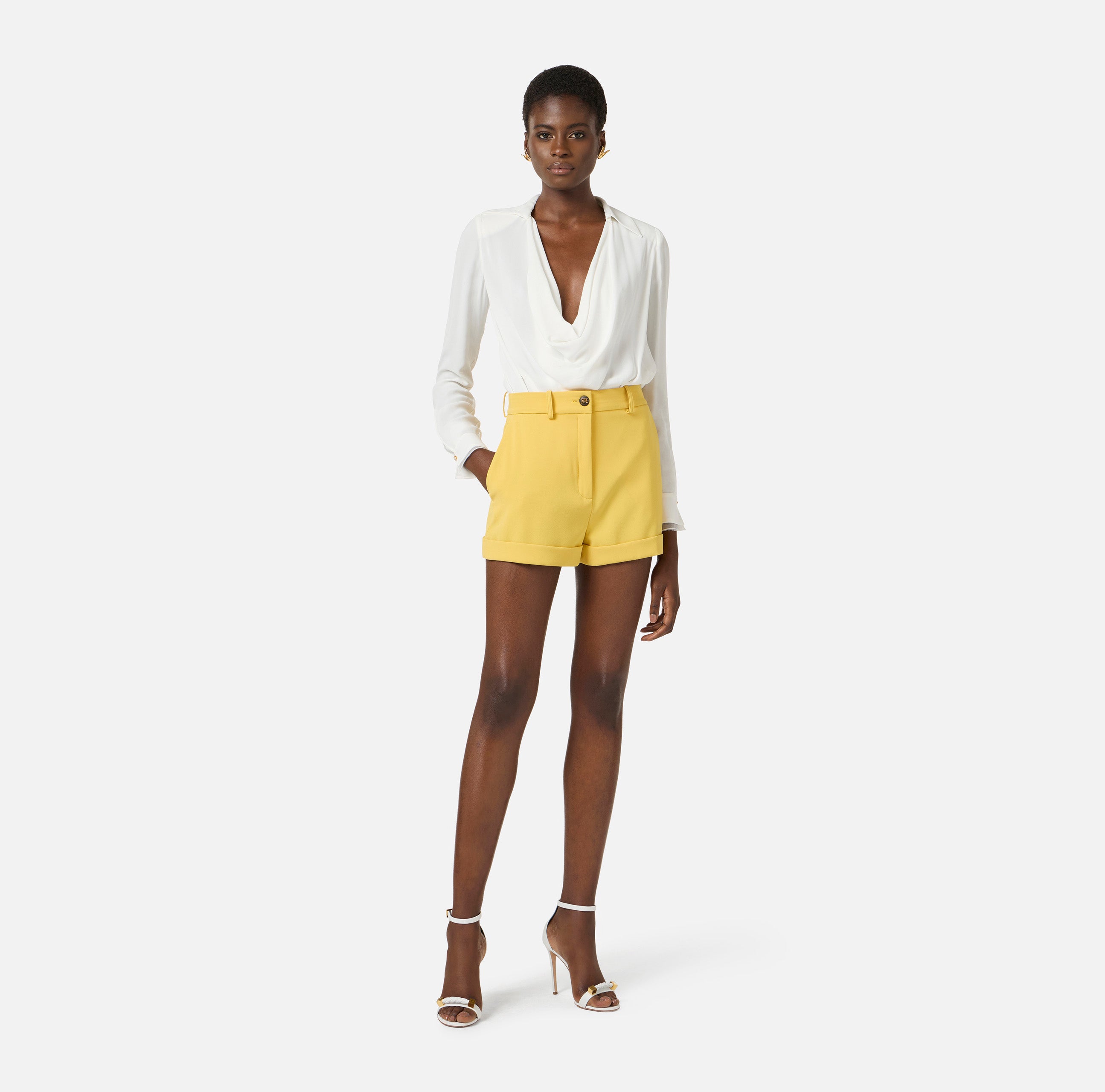 Body in georgette di viscosa CB00261E2 360 ELISABETTA FRANCHI Avorio 
