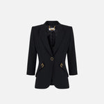 Giacca in doppio crêpe stretch con dettagli logo GI21561E2 110 ELISABETTA FRANCHI Nero 