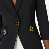Giacca in doppio crêpe stretch con dettagli logo GI21561E2 110 ELISABETTA FRANCHI Nero 