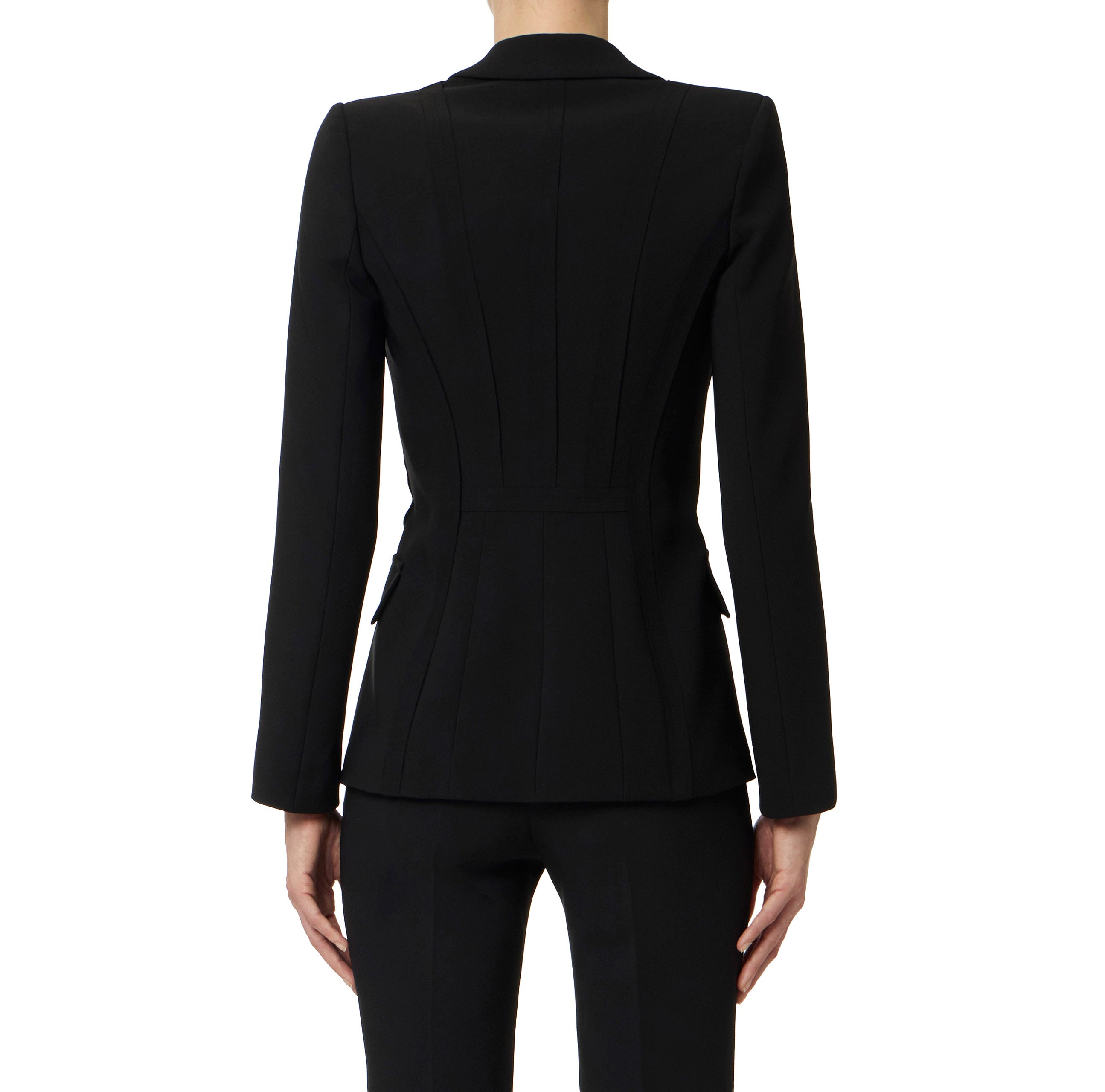 Giacca in doppio crêpe stretch con motivi a taglio vivo GI21661E2 110 ELISABETTA FRANCHI Nero 