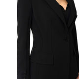 Giacca in doppio crêpe stretch con motivi a taglio vivo GI21661E2 110 ELISABETTA FRANCHI Nero 