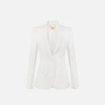 Giacca in doppio crêpe stretch con motivi a taglio vivo GI21661E2 360 ELISABETTA FRANCHI Avorio 