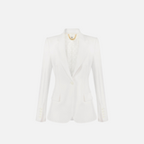 Giacca in doppio crêpe stretch con motivi a taglio vivo GI21661E2 360 ELISABETTA FRANCHI Avorio 