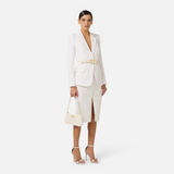 Giacca in doppio crêpe stretch con motivi a taglio vivo GI21661E2 360 ELISABETTA FRANCHI Avorio 