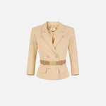 Giacca in tessuto tecnico bielastico GI22461E2 470 ELISABETTA FRANCHI Cammello 