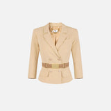 Giacca in tessuto tecnico bielastico GI22461E2 470 ELISABETTA FRANCHI Cammello 