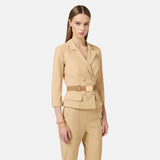 Giacca in tessuto tecnico bielastico GI22461E2 470 ELISABETTA FRANCHI Cammello 