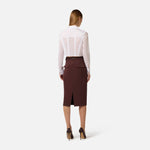 Gonna in tessuto tecnico bielastico con cintura GO15961E1 644 ELISABETTA FRANCHI Cacao 