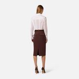Gonna in tessuto tecnico bielastico con cintura GO15961E1 644 ELISABETTA FRANCHI Cacao 