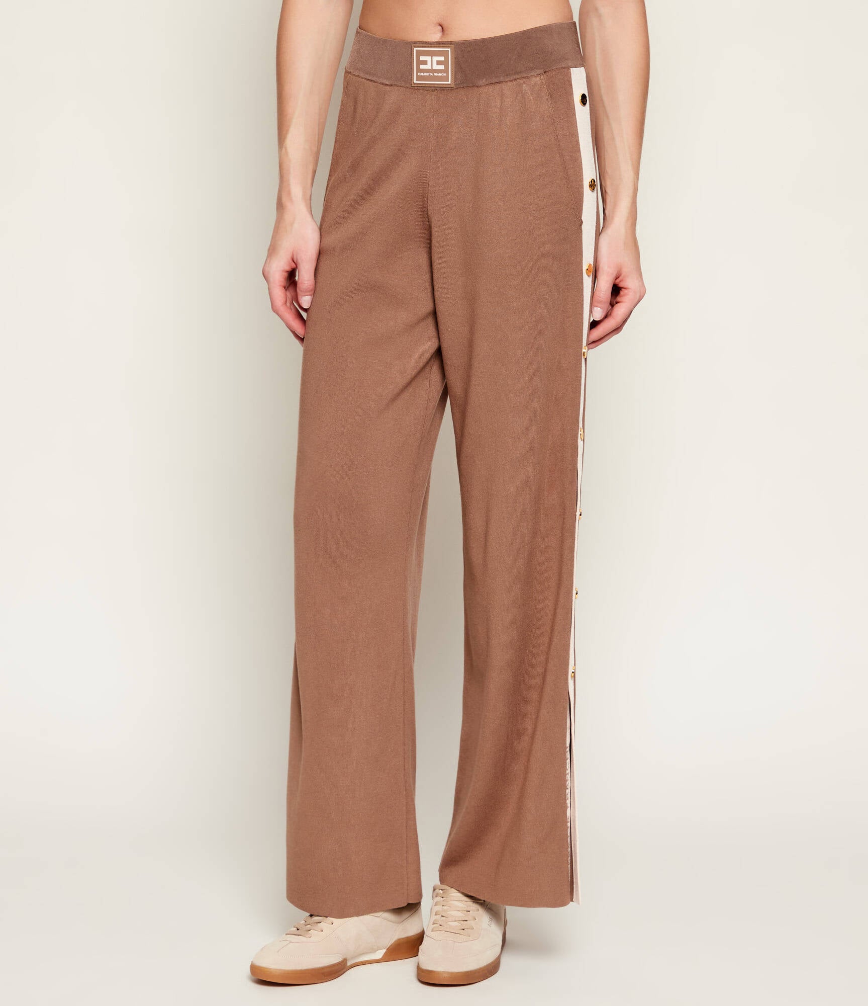 Pantalone con banda laterale logata KP74S61E2 727 ELISABETTA FRANCHI Argilla/burro 