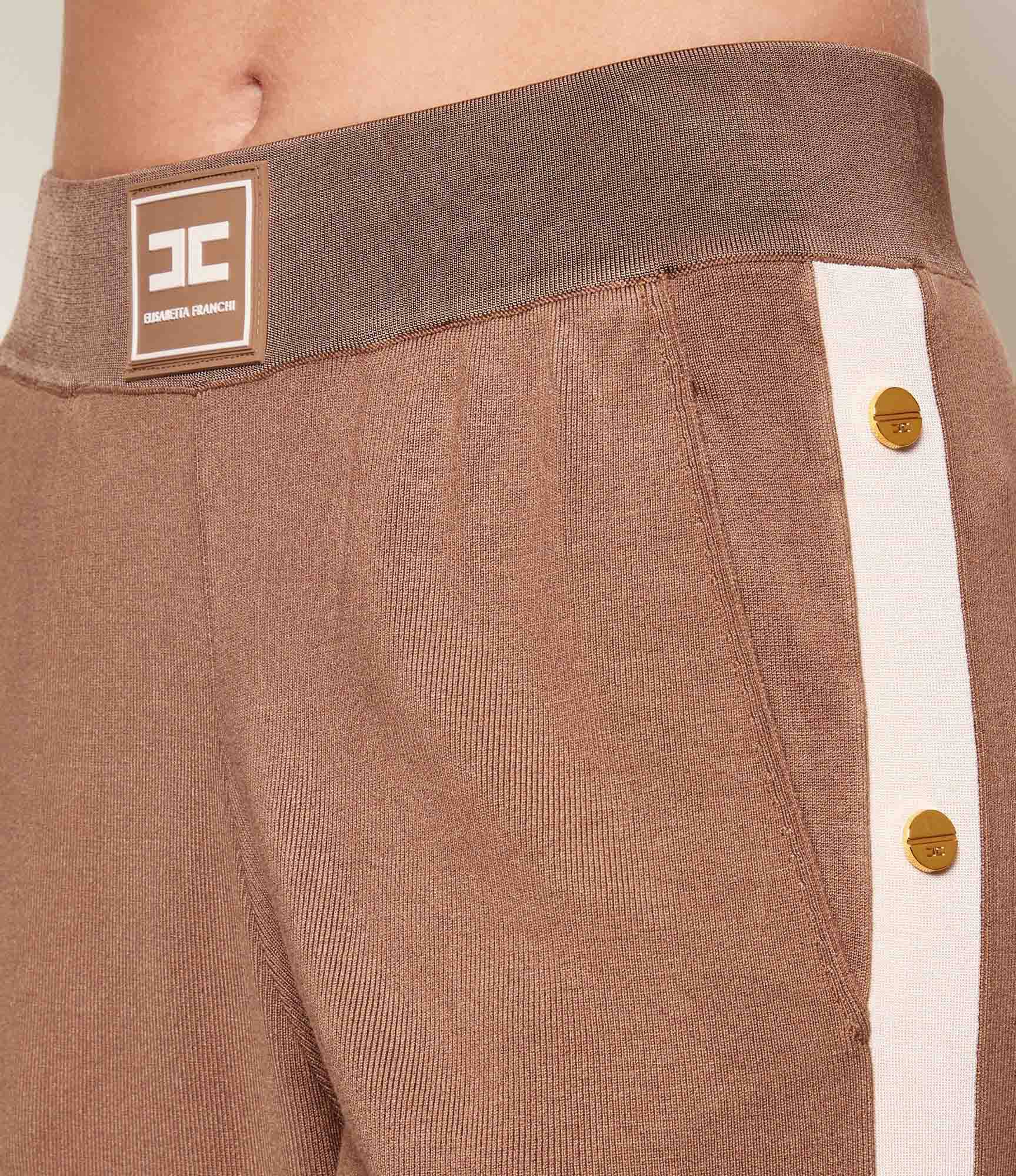 Pantalone con banda laterale logata KP74S61E2 727 ELISABETTA FRANCHI Argilla/burro 