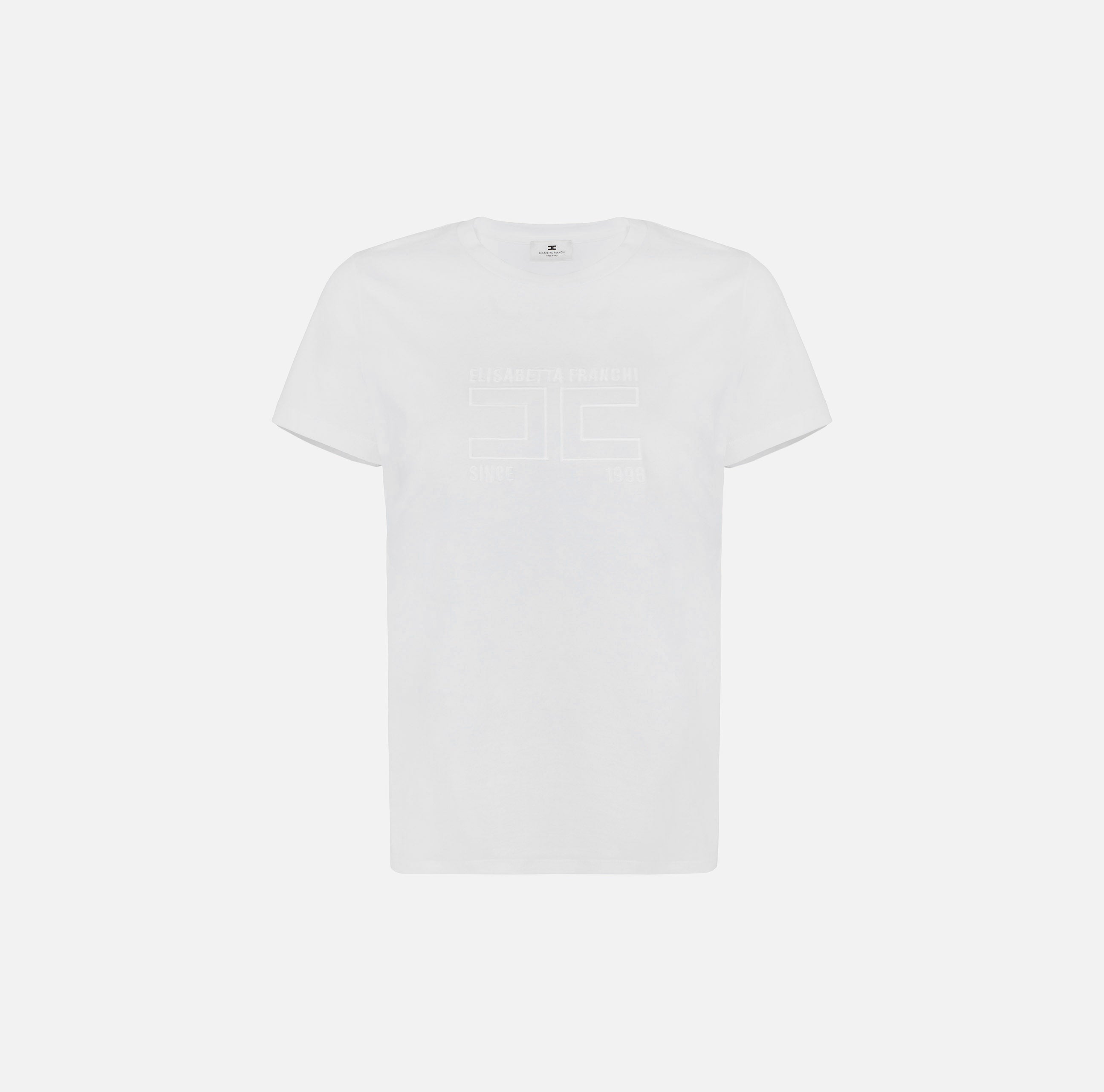 T-shirt in jersey con logo ricamato MA71G61E2 270 ELISABETTA FRANCHI Gesso 