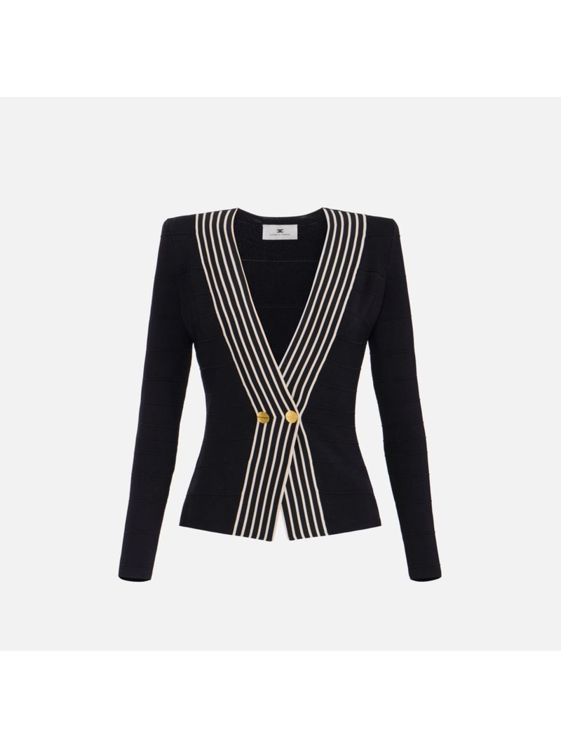 Top in maglia con bande a righe<BR/> MK78S61E2 685 ELISABETTA FRANCHI Nero/burro 