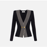 Top in maglia con bande a righe<BR/> MK78S61E2 685 ELISABETTA FRANCHI Nero/burro 