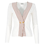 Top in maglia con bande a righe<BR/> MK78S61E2 AQ6 ELISABETTA FRANCHI Avorio/cuoio 