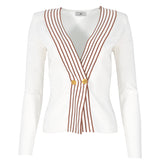 Top in maglia con bande a righe<BR/> MK78S61E2 AQ6 ELISABETTA FRANCHI Avorio/cuoio 