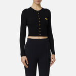 Cardigan in maglia a micro-trecce MK88B61E2 110 ELISABETTA FRANCHI Nero 