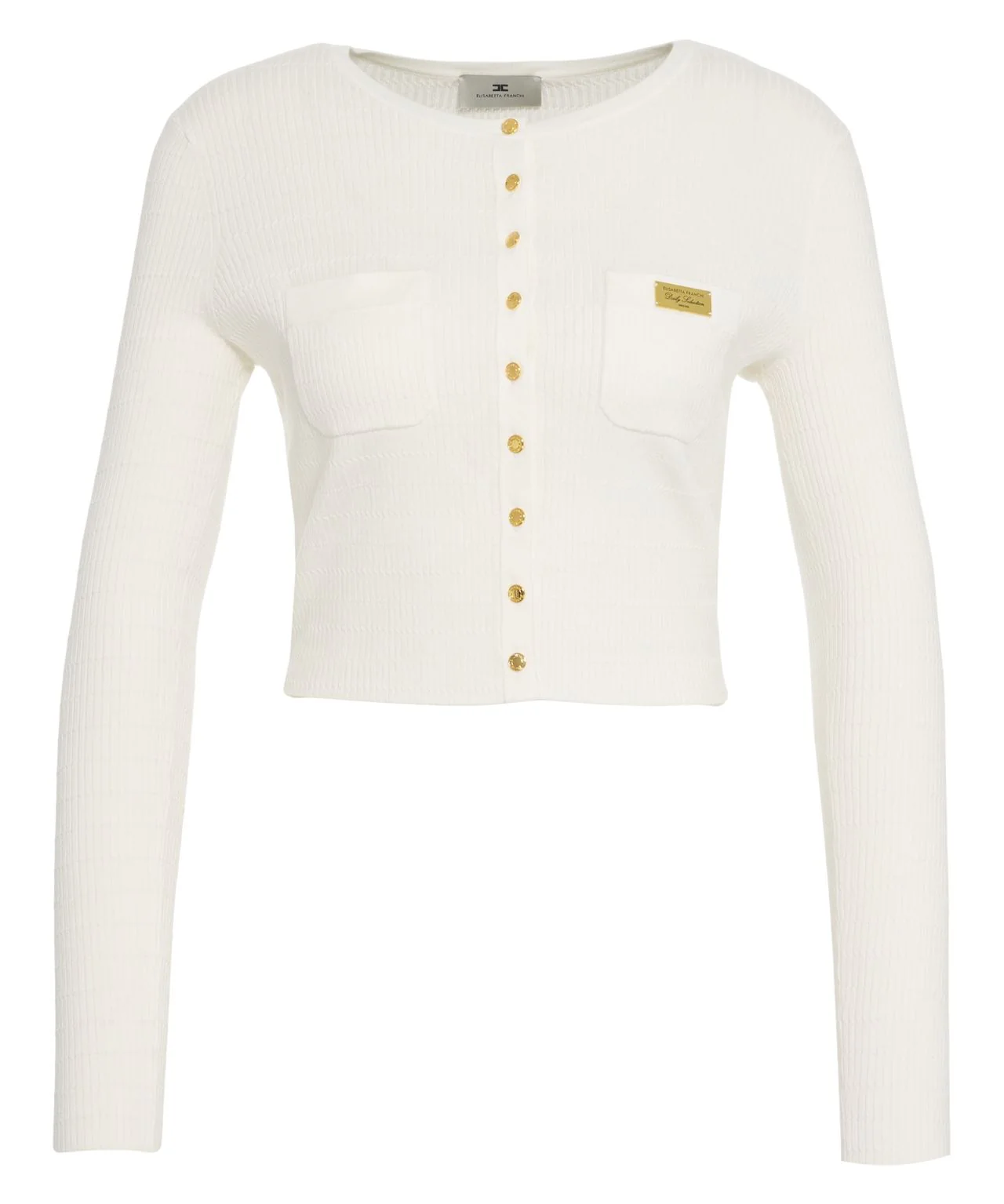 Cardigan in maglia a micro-trecce MK88B61E2 360 ELISABETTA FRANCHI Avorio 