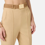 Pantaloni in tessuto tecnico bielastico con cintura PA13261E2 470 ELISABETTA FRANCHI Cammello 
