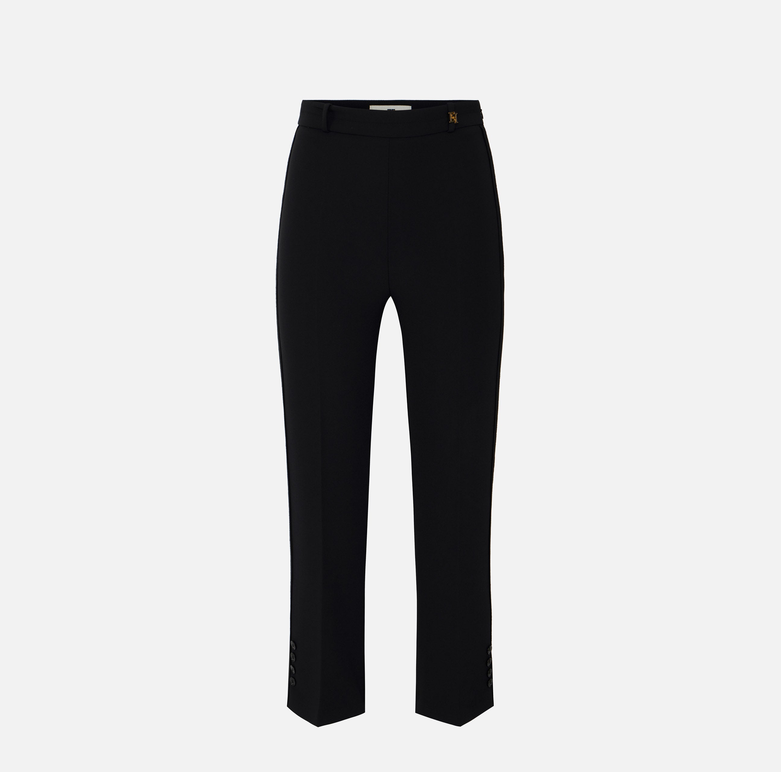 Pantaloni in doppio crêpe stretch con logo charm PA16861E2 110 ELISABETTA FRANCHI Nero 
