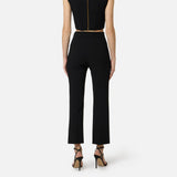 Pantaloni in doppio crêpe stretch con logo charm PA16861E2 110 ELISABETTA FRANCHI Nero 