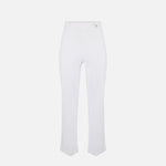 Pantaloni in doppio crêpe stretch con logo charm PA16861E2 360 ELISABETTA FRANCHI Avorio 