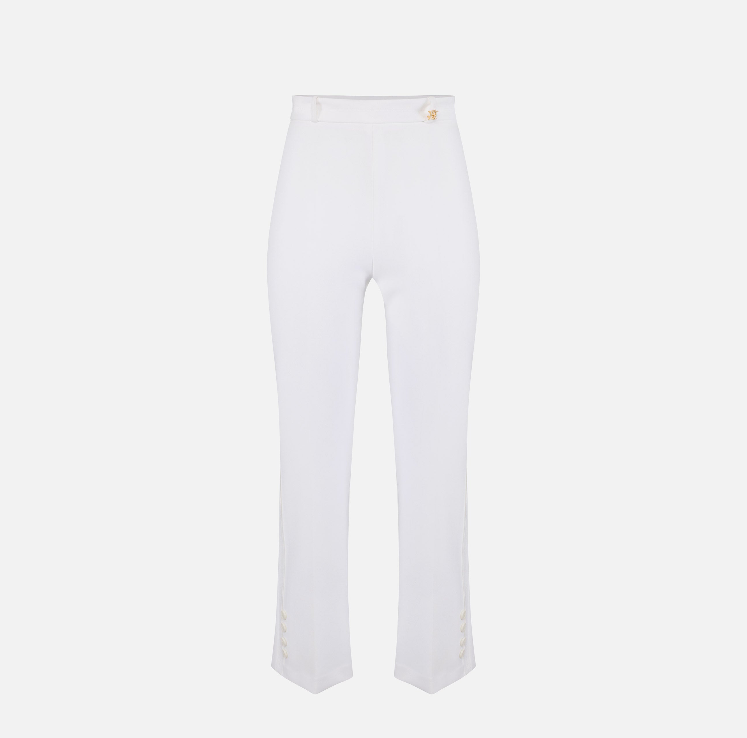 Pantaloni in doppio crêpe stretch con logo charm PA16861E2 360 ELISABETTA FRANCHI Avorio 