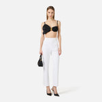 Pantaloni in doppio crêpe stretch con logo charm PA16861E2 360 ELISABETTA FRANCHI Avorio 