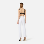 Pantaloni in doppio crêpe stretch con logo charm PA16861E2 360 ELISABETTA FRANCHI Avorio 