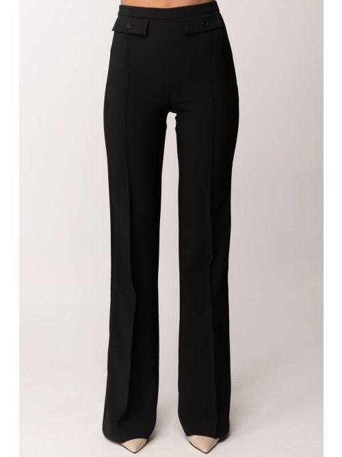 Pantaloni in crêpe leggero e raso PA18362E2 110 ELISABETTA FRANCHI Nero 