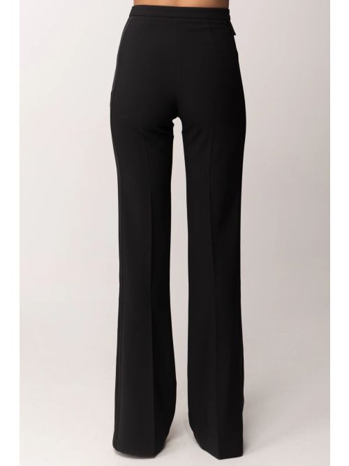 Pantaloni in crêpe leggero e raso PA18362E2 110 ELISABETTA FRANCHI Nero 
