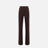 Pantaloni in crêpe leggero e raso PA18362E2 644 ELISABETTA FRANCHI Cacao 
