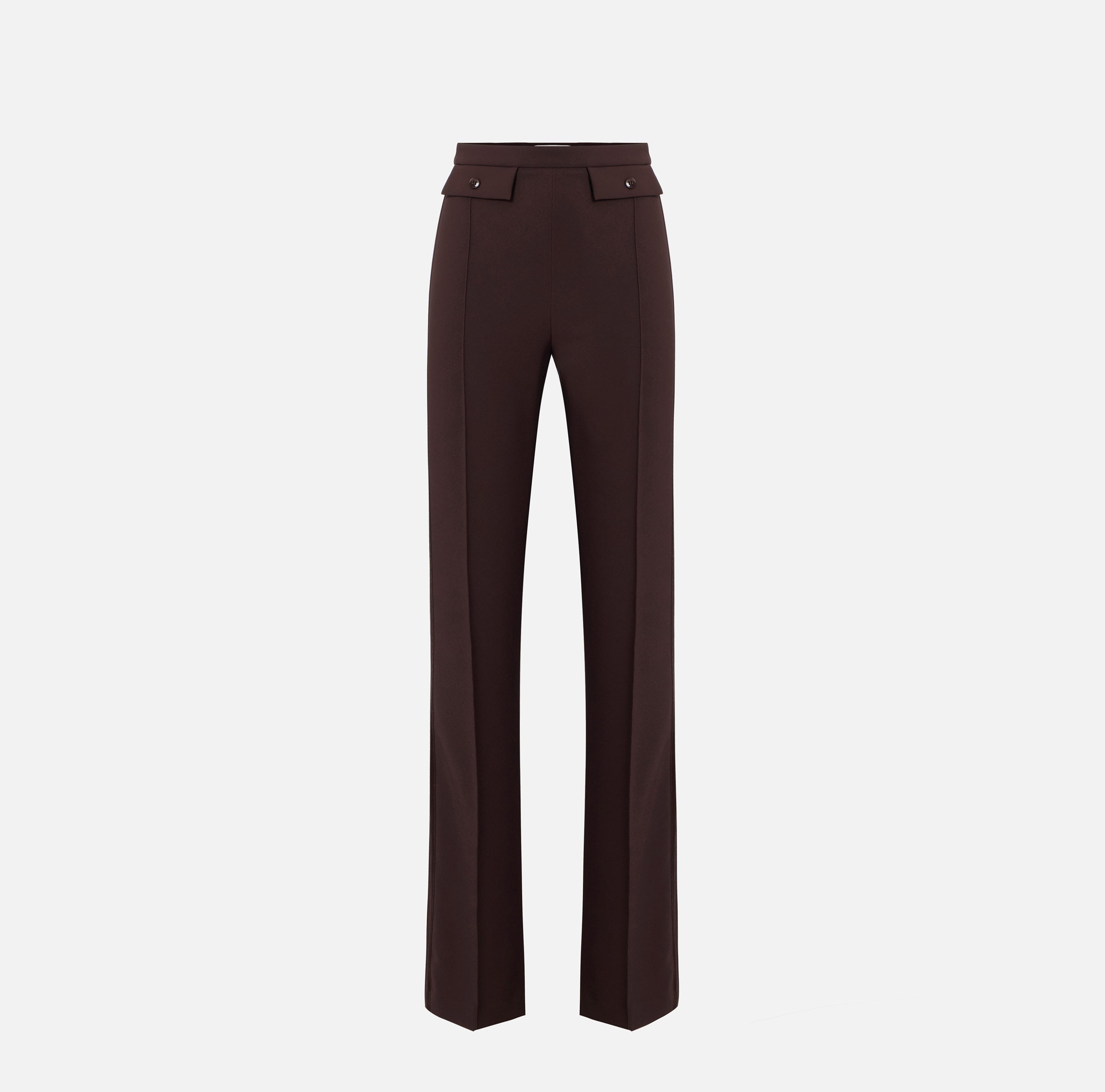 Pantaloni in crêpe leggero e raso PA18362E2 644 ELISABETTA FRANCHI Cacao 