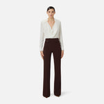 Pantaloni in crêpe leggero e raso PA18362E2 644 ELISABETTA FRANCHI Cacao 