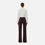 Pantaloni in crêpe leggero e raso PA18362E2 644 ELISABETTA FRANCHI Cacao 