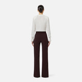 Pantaloni in crêpe leggero e raso PA18362E2 644 ELISABETTA FRANCHI Cacao 
