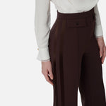 Pantaloni in crêpe leggero e raso PA18362E2 644 ELISABETTA FRANCHI Cacao 