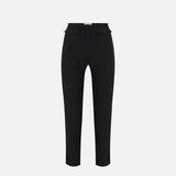 Pantaloni in crêpe leggero e raso PA18562E2 110 ELISABETTA FRANCHI Nero 