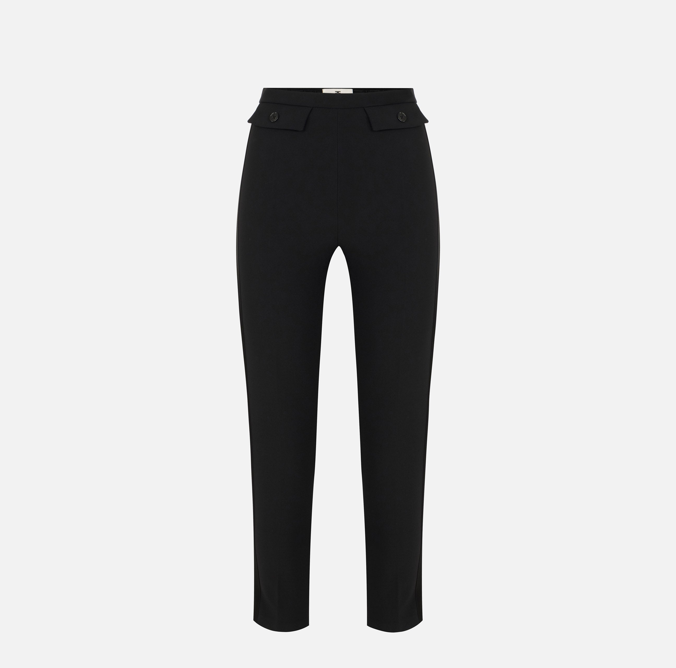 Pantaloni in crêpe leggero e raso PA18562E2 110 ELISABETTA FRANCHI Nero 