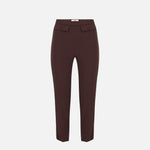Pantaloni in crêpe leggero e raso PA18562E2 644 ELISABETTA FRANCHI Cacao 