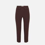 Pantaloni in crêpe leggero e raso PA18562E2 644 ELISABETTA FRANCHI Cacao 