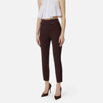 Pantaloni in crêpe leggero e raso PA18562E2 644 ELISABETTA FRANCHI Cacao 
