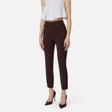 Pantaloni in crêpe leggero e raso PA18562E2 644 ELISABETTA FRANCHI Cacao 