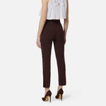 Pantaloni in crêpe leggero e raso PA18562E2 644 ELISABETTA FRANCHI Cacao 