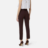 Pantaloni in crêpe leggero e raso PA18562E2 644 ELISABETTA FRANCHI Cacao 